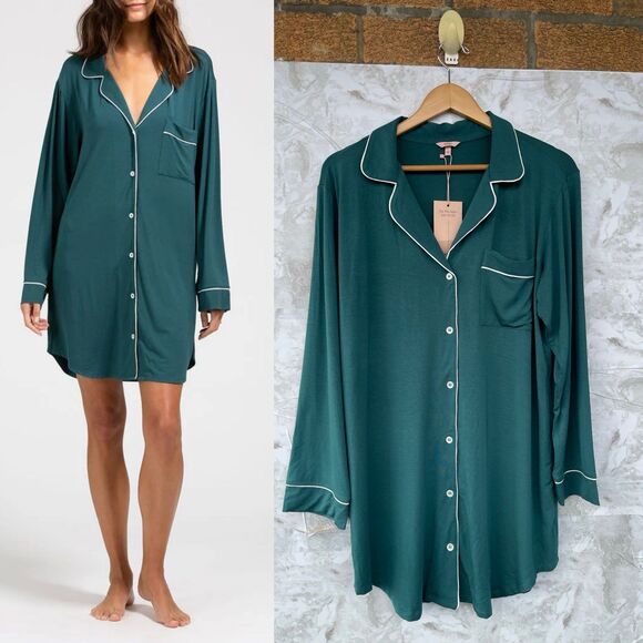 Eberjey Other - Eberjey Gisele Sleep Shirt in Evergreen Ivory Pajamas size medium